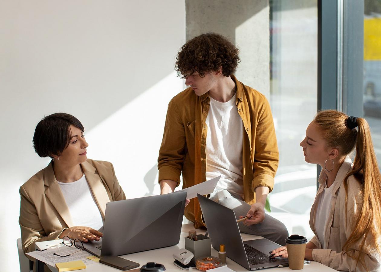 Workshop participants engaged in interview practice exercises